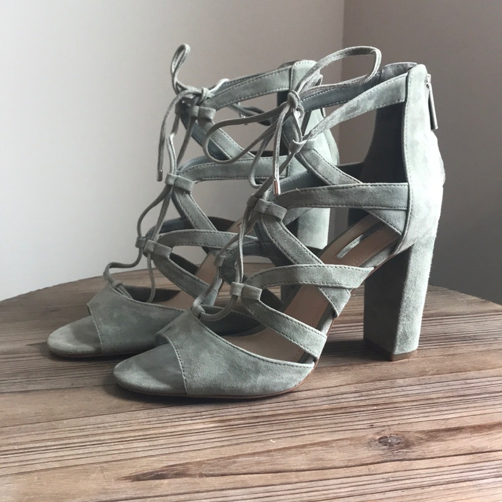 BCBG suede tie up sandals worn once!